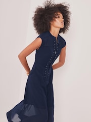 Mint Velvet Blue Utility Midi Dress - Image 4 of 8