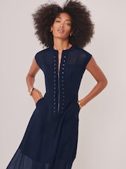 Mint Velvet Blue Utility Midi Dress - Image 5 of 8
