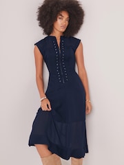 Mint Velvet Blue Utility Midi Dress - Image 6 of 8