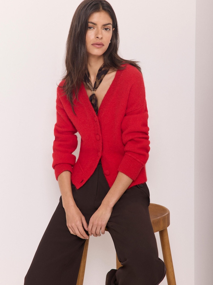 Mint Velvet Red Textured Cardigan - Image 2 of 8 Mint Velvet Red Textured Cardigan - Image 2 of 8