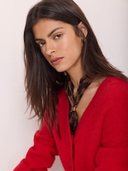 Mint Velvet Red Textured Cardigan - Image 6 of 8