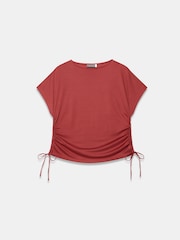 Mint Velvet Brown Jersey Ruched Tie Detail Top - Image 6 of 7