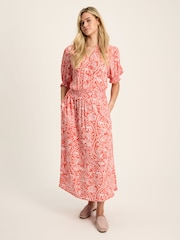 Joules Laurie Red Viscose Midi Dress - Image 1 of 6