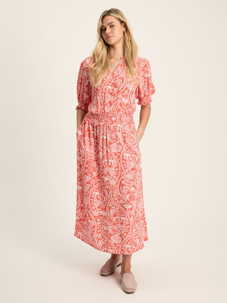 Joules Laurie Red Viscose Midi Dress - Image 1 of 6 Joules Laurie Red Viscose Midi Dress - Image 1 of 6