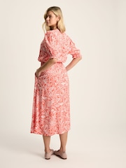 Joules Laurie Red Viscose Midi Dress - Image 2 of 6