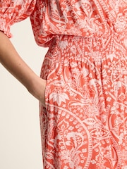 Joules Laurie Red Viscose Midi Dress - Image 4 of 6