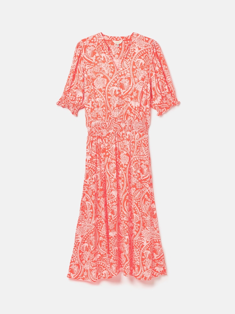 Joules Laurie Red Viscose Midi Dress - Image 6 of 6 Joules Laurie Red Viscose Midi Dress - Image 6 of 6