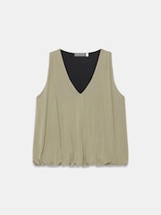 Mint Velvet Green V-Neck Bubble Hem Top - Image 6 of 7