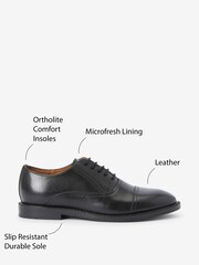 Black Leather Oxford Toe Cap Shoes - Image 5 of 5