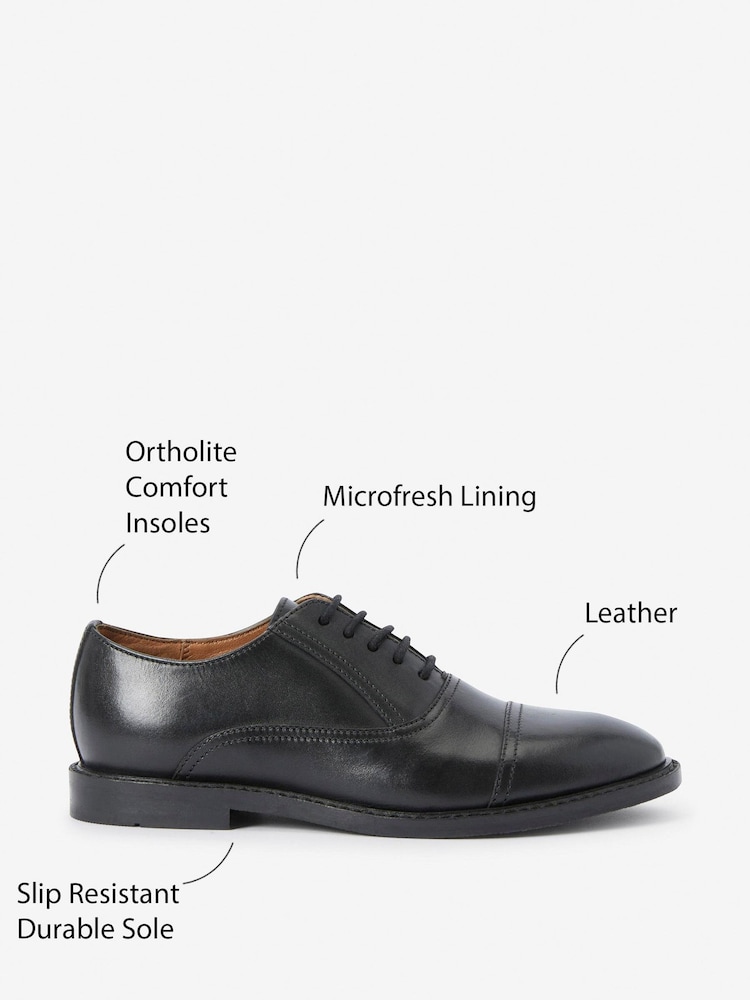 Black Leather Oxford Toe Cap Shoes - Image 5 of 5