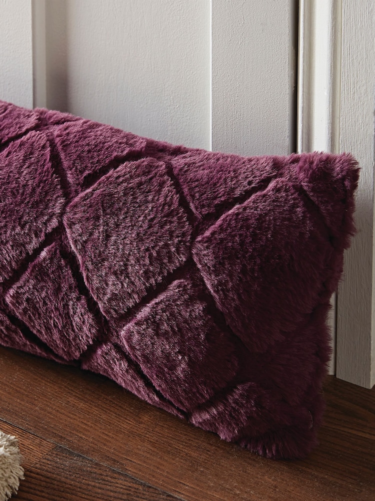 Catherine Lansfield Purple Cosy Diamond Fleece Draught Excluder - Image 2 of 3