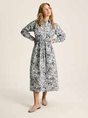 Joules Francesca Blue/White Tie Waist Shirt Dress - Image 1 of 7