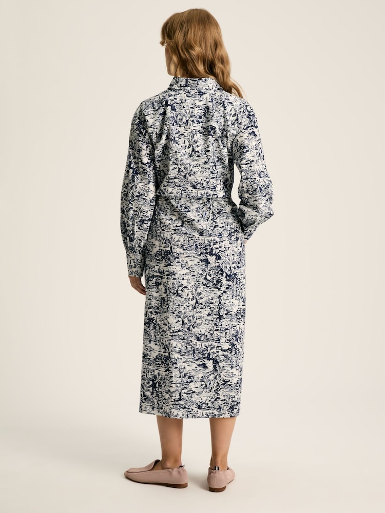 Joules Francesca Blue/White Tie Waist Shirt Dress - Image 2 of 7