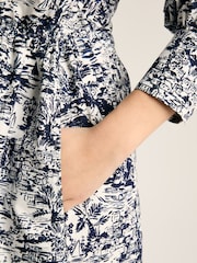 Joules Francesca Blue/White Tie Waist Shirt Dress - Image 4 of 7