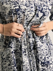 Joules Francesca Blue/White Tie Waist Shirt Dress - Image 5 of 7