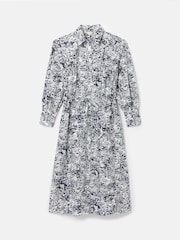 Joules Francesca Blue/White Tie Waist Shirt Dress - Image 7 of 7