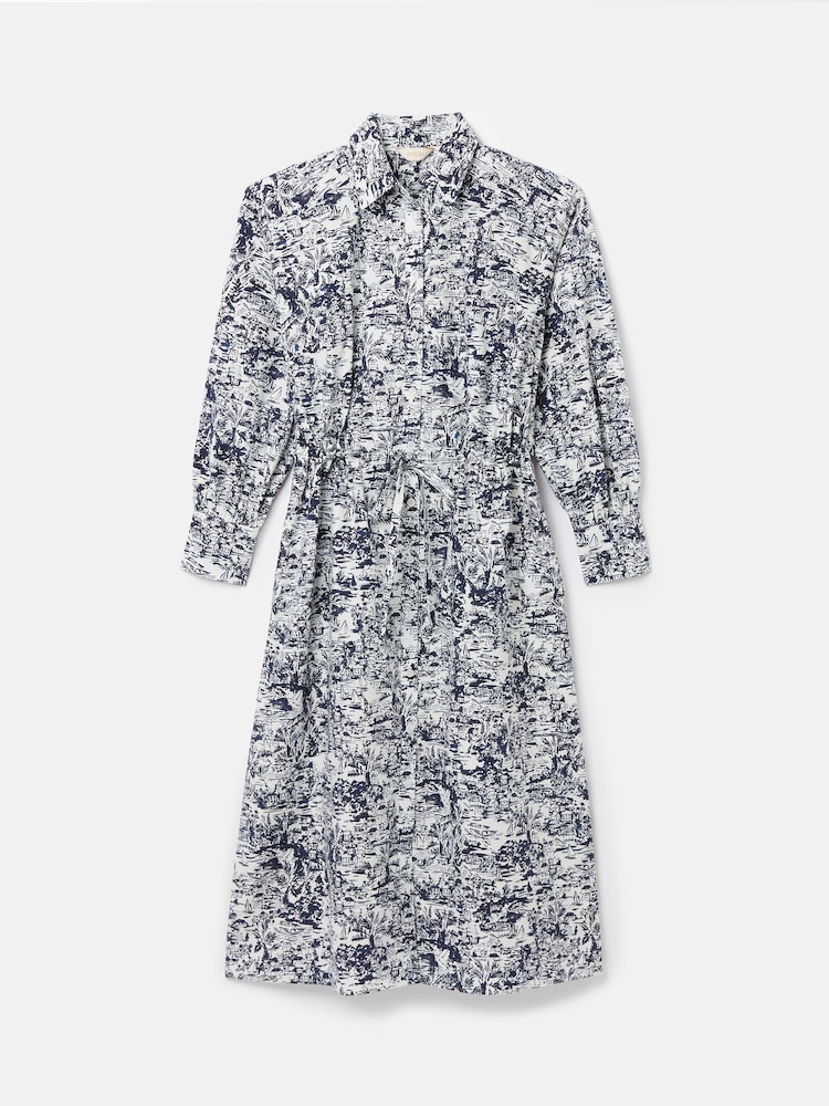 Joules Francesca Blue/White Tie Waist Shirt Dress - Image 7 of 7
