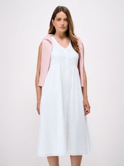 Crew Clothing Thalia Cotton-Linen Broderie Anglaise Dress - Image 3 of 5
