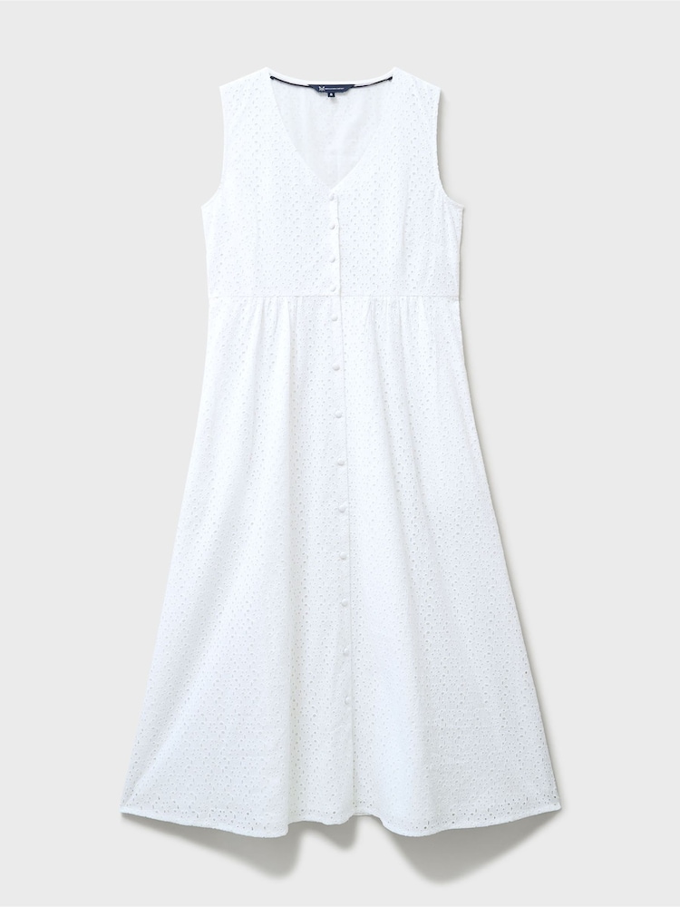 Crew Clothing Thalia Cotton-Linen Broderie Anglaise Dress - Image 5 of 5 Crew Clothing Thalia Cotton-Linen Broderie Anglaise Dress - Image 5 of 5