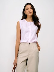 Crew Clothing Pink Tamara Cotton Stripe Blouse - Image 1 of 5