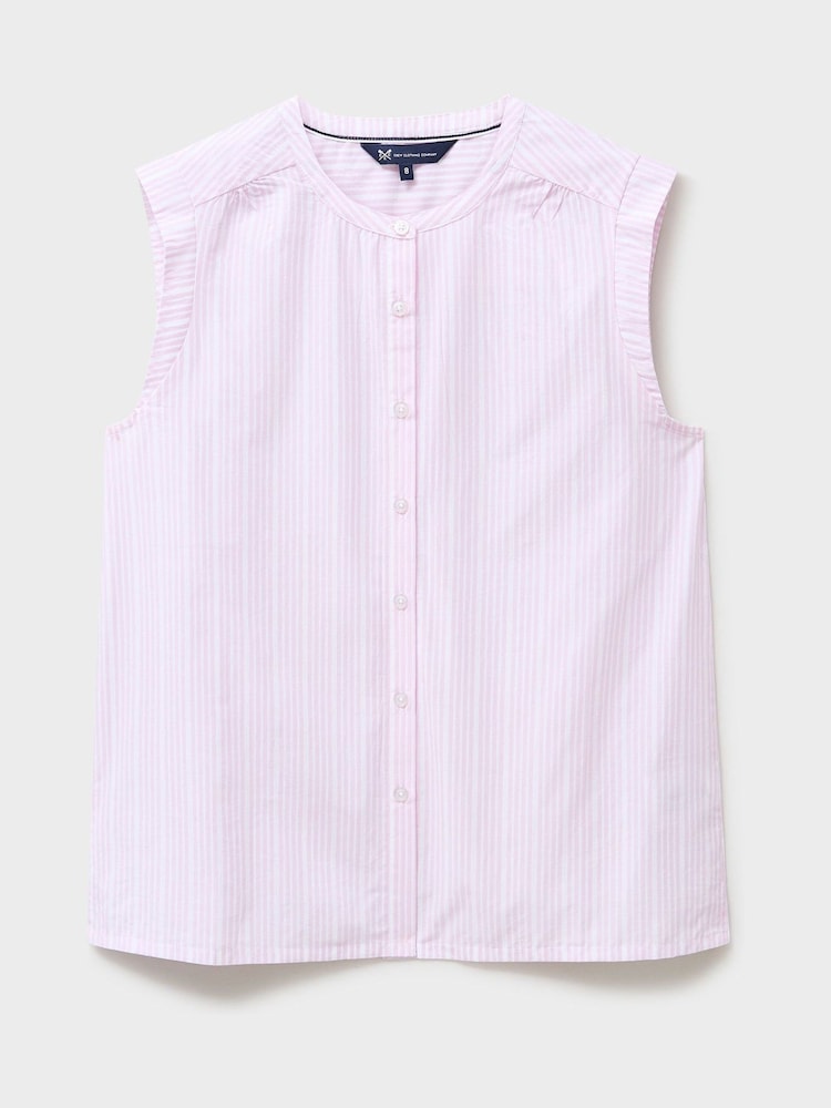 Crew Clothing Pink Tamara Cotton Stripe Blouse - Image 5 of 5 Crew Clothing Pink Tamara Cotton Stripe Blouse - Image 5 of 5