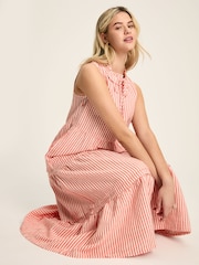 Joules Ophelia Red & White Sleeveless Tiered Dress - Image 1 of 8