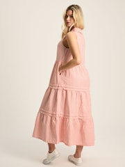 Joules Ophelia Red & White Sleeveless Tiered Dress - Image 3 of 8