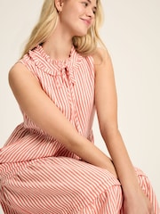 Joules Ophelia Red & White Sleeveless Tiered Dress - Image 6 of 8