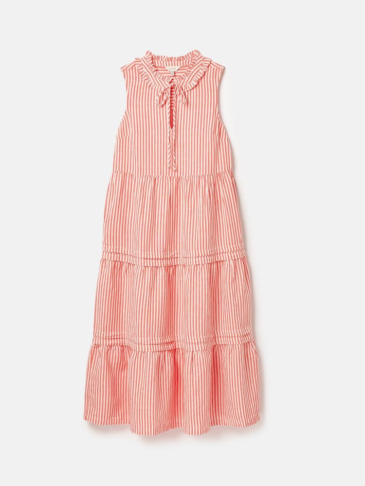 Joules Ophelia Red & White Sleeveless Tiered Dress - Image 8 of 8