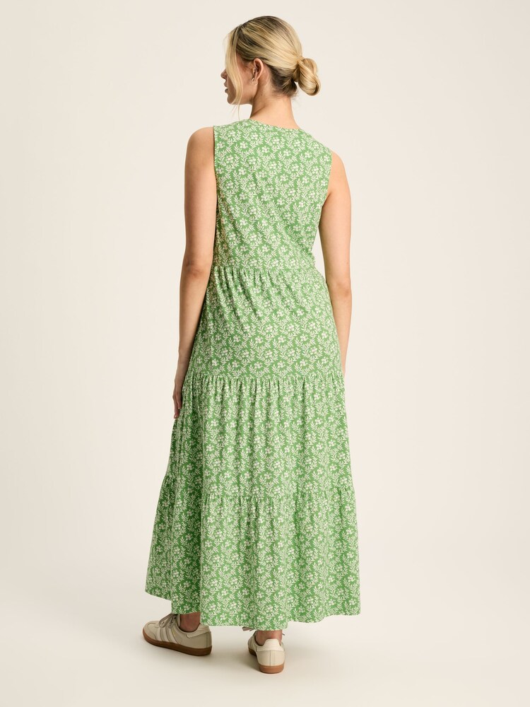 Joules Jayne Green Jersey Tiered Dress - Image 2 of 7