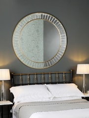 Laura Ashley Gold Clemence Beaded Round Mirror - Image 2 of 4
