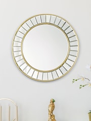 Laura Ashley Gold Clemence Beaded Round Mirror - Image 3 of 4