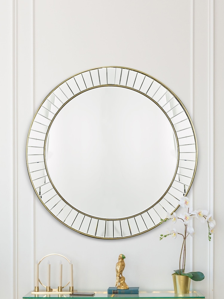 Laura Ashley Gold Clemence Beaded Round Mirror - Image 4 of 4