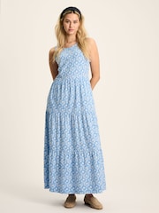 Joules Jayne Blue Jersey Tiered Dress - Image 1 of 7