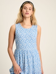 Joules Jayne Blue Jersey Tiered Dress - Image 6 of 7