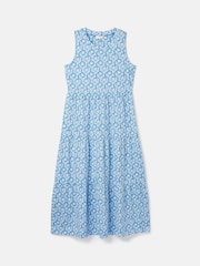 Joules Jayne Blue Jersey Tiered Dress - Image 7 of 7
