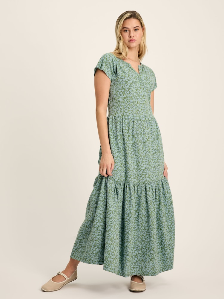 Joules Ariana Green Jersey Tiered Dress - Image 1 of 7