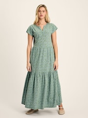 Joules Ariana Green Jersey Tiered Dress - Image 3 of 7