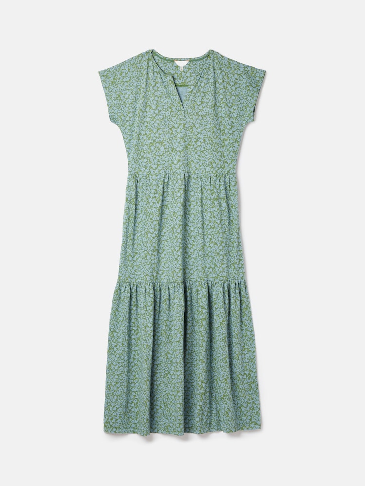 Joules Ariana Green Jersey Tiered Dress - Image 7 of 7