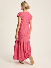 Joules Ariana Pink Jersey Tiered Dress - Image 2 of 7