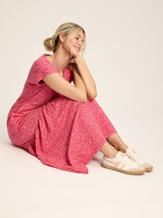 Joules Ariana Pink Jersey Tiered Dress - Image 3 of 7