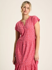 Joules Ariana Pink Jersey Tiered Dress - Image 4 of 7