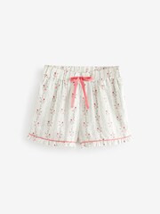Laura Ashley Cream Blencow Stripe Button Through 100% Cotton Pyjama Shorts Set - Image 10 of 12