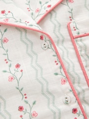 Laura Ashley Cream Blencow Stripe Button Through 100% Cotton Pyjama Shorts Set - Image 12 of 12