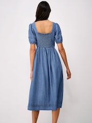 Crew Clothing Blue Lucinda Square Neck Dress - Image 2 of 5