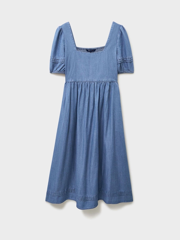 Crew Clothing Blue Lucinda Square Neck Dress - Image 5 of 5