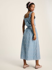 Joules Nadia Blue Broderie Sun Dress - Image 2 of 6