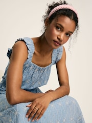 Joules Nadia Blue Broderie Sun Dress - Image 4 of 6