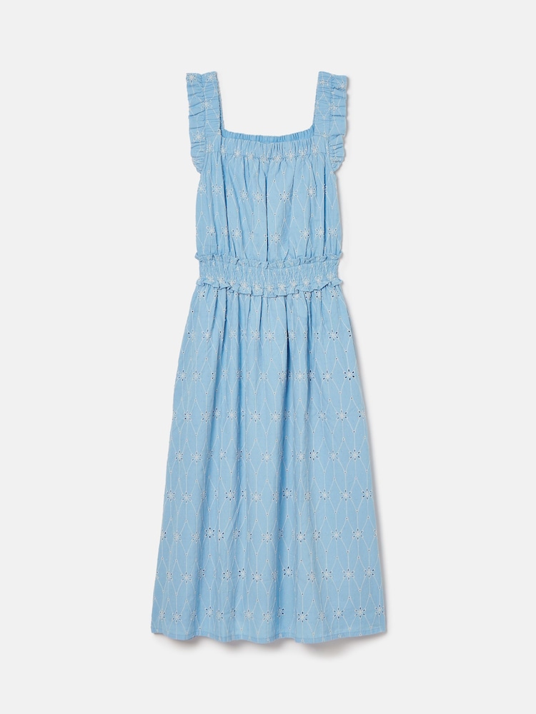 Joules Nadia Blue Broderie Sun Dress - Image 6 of 6