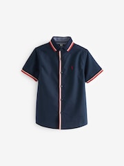 Marineblau/blau - Hemd mit Kragen und Zierstreifen aus 100 % Baumwolle (3 – 16 Jahre) - Bild 1 von 3